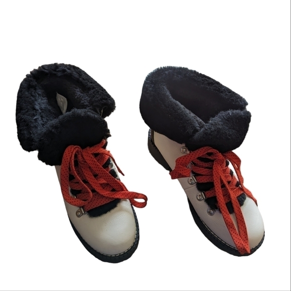 J. Crew white and black Nordic boots with red laces sz 6 - Picture 2 of 8